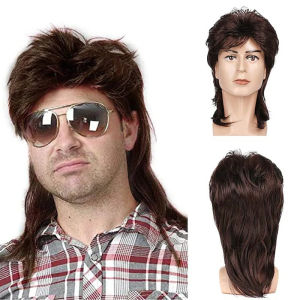 New European and American mens hair long curly 80s punk heavy metal wig halloween rock prince hair