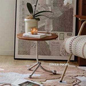 【LDIES】Medieval Style Stainless Steel Small Apartment Living Room Coffee Table Small Round Table ins Korean Cafe Side Table Creative Small Table