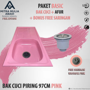 Mitra Mulia Abadi Bak Cuci Piring Wastafel 97cm Pink Soft Premium Spesial 97cm x 43cm Bonus Afur & Saringan Pink Gratis