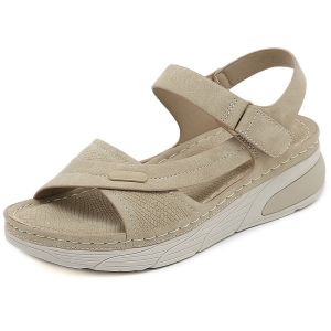 Free Shipping 2026 Summer New Collection: WomenS Thick-Soled Wedge Sandals With Velcro Straps Casual And Comfortable Available In Plus Sizes Featuring A Fish-Mouth Design