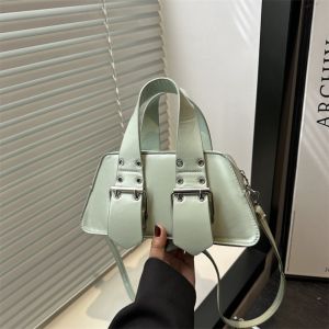 THOMA ดีไซเนอร์ กระเป๋าสะพายไหล่แบบมีหัวเข็มขัด วินเทจ หรูหรา กระเป๋าสะพายข้าง ลำลอง ปี 2000 กระเป๋าถือหนัง PU ผู้หญิง