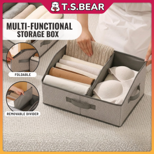 Foldable Storage Box Removable Divider Kotak Penyimpanan Lipat Baju Wardrobe Organizer Closet Clothes Book Holder ST36