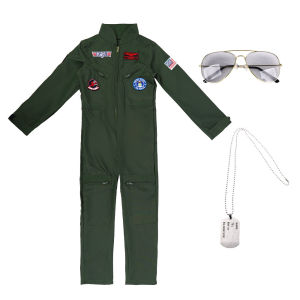 Cross-border adult pilot uniform army green uniform onesie cosplay stage performance suit childrens top gun gift