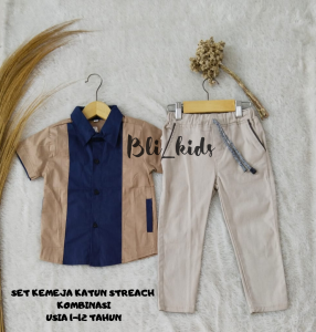 SETELAN KEMEJA TERBARU MOTIF KOMBINASI  USIA 1 SAMPAI  12 TAHUN