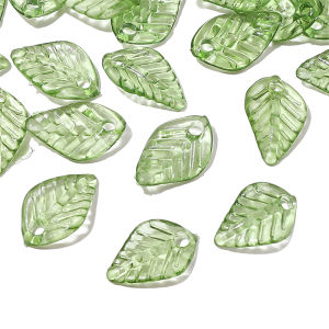 Green Transparent Leaf Shape Acrylic Beads Pendant Loose Bead For DIY Jewelry Making Necklace Bracelet Charm Accessories