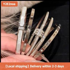 【Local shipping】 Light Luxury High-End Micro-Inlaid Full Diamond Bracelet Female Fashion Simple Titanium Steel Non-Fade Bracelet All-Match