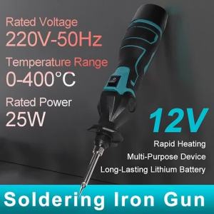 Electric Soldering Iron With 12V Lithium Battery Adjustable Angle 0–90 °   Constant-Temperature Soldering Welding Tool EU Charger