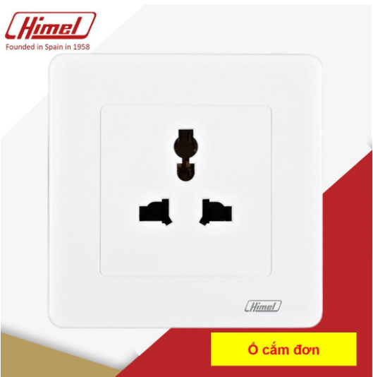 Ổ cắm đơn 16A - 250V - 86mm x 86mm Dạng vuông Himel Tiêu chuẩn Anh ...