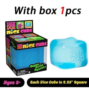 3PCS Schylling NeeDoh Nice Cube Squishy Slow Rising Stress Ball Fidget Toy Stress Relief Anxiety Sensory Toy for Kids and Adults