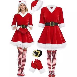 【Candy style】 cos Christmas adult womens clothing Christmas clothing Holiday party clothing Christmas clothing Santa Claus performance clothing