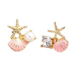 Elegant Starfish Earrings Stud With Imitation Pearls And Zircon For Women Lightweight Alloy Gift for Fashionistas