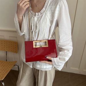 Gift Elegant Women Evening Clutch Bag Metallic Stylish PU Leather Crossbody Bags Square Glitter Chain Shoulder Bag Wedding