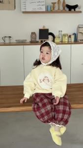 Childrens clothing 2025 Autumn and winter baby clothes fleece-lined and warm Korean-style childrens clothing winter thickened sweatshirt set for girls