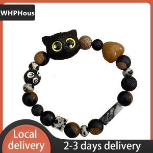 [COD] WHPHous Ship within 24 hours New Cute Little Black Cat Bracelet For Women Men Fashion Funny Cartoon Animal Beaded Bracelet Trendy Couple Friend Jewelry Gifts