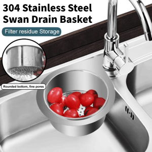 304 Stainless Steel Sink Drain Rack Mesh Leftover Filter Kitchen Drain Storage Basket Swan Colander Sponge Holder