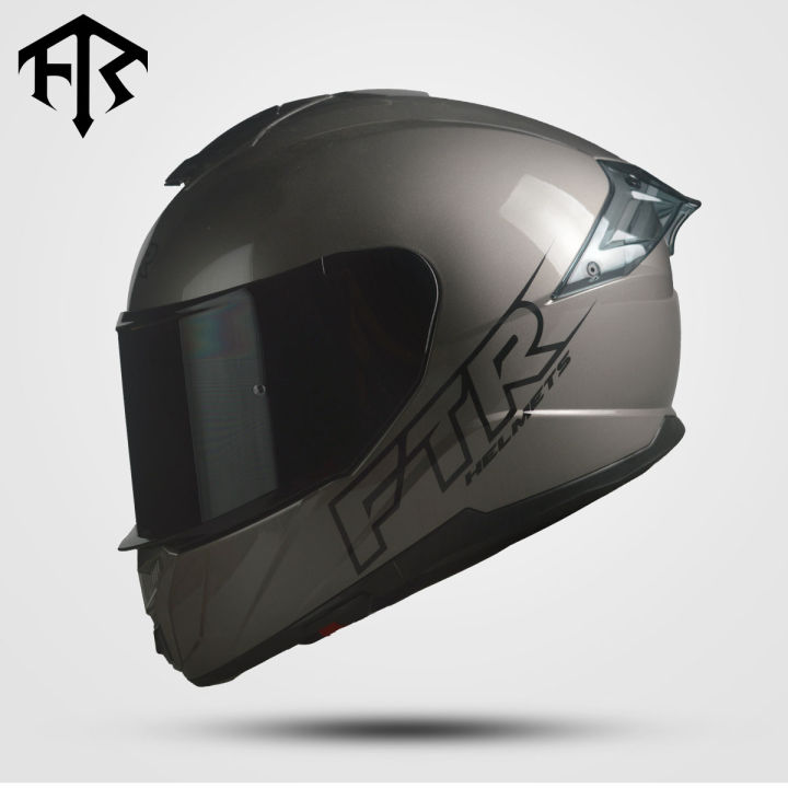 FTR Helmets XR2 Pro Solid Glossy Grey Full Face Dual Visor Helmet