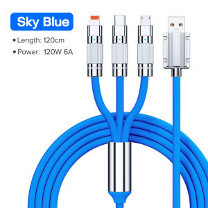 GIMIOU 120W 3 trong 1 cáp USB 6A đa nhanh sạc Lightning typr C Micro dữ liệu Dây sạc nhanh cho iPhone Samsung Xiaomi điện thoại Android