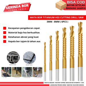 Mata Bor Potong Power Cutting Drill Saw HSS Steel Titanium 6Pcs