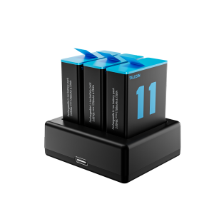 TELESIN 3 Ways Battery Charger With LED Light Charging Box for GoPro Hero 12 11 9 10 Black Action Camera (Charger only)