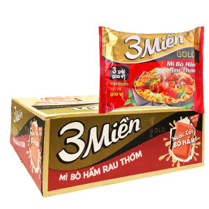 Thùng 30 Gói Mì 3 Miền Gold Bò Hầm Rau Thơm x 75g - UN10T