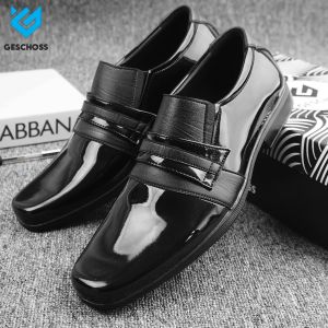 Sepatu Pantopel Pria Geschoss Kulit Sintetis Hitam Formal Square Toe Exclusive G7844 Ukuran 39-43