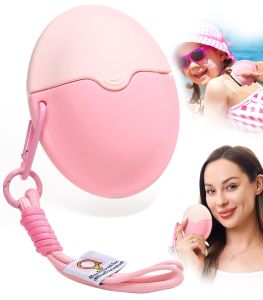 Sunscreen Applicator For Kids Adults & Families - BPA Free & Refillable Sunblock Buddy Brush Set with Protective Caps Sun Lotion Applicator Sun Cream Brush (Pink)