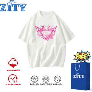 ​ ZITY  เสื้อยืด Cotton 100% คอกลม ทรงหลวม ระบายอากาศ OVERSIZE ทั้งชายหญิง Light Luxury Trend ใส่ได้ทุกโอกาส​