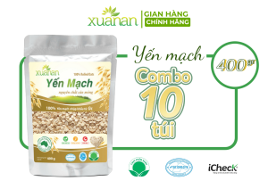 Combo 10 túi Yến Mạch Nguyên Chất Cán Mỏng Xuân An [ko đường]Túi 400G