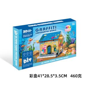 SG Seller| 3D DIY Graffiti Cardboard For Kids Coloring Drawing Doodle Cardboard Playhouse Art& Craft Drawing For Kids