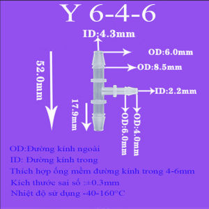 Co Chữ T Chia 2 Dây Ống Mềm  Ống Oxy Đầu Cút Chuyển Dòn