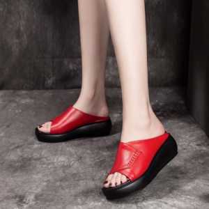 Sendal Wedges Wanita Terbaru Model Elegan Simpel Motif Tali Rempel Jahit