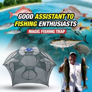 【24 hours delivery】6 holes /8 holes/10 holes Portable Automatic Folding Umbrella Trap Type Fishing Net Nylon Crab Shrimp Net Trap Cast Dip Cage Fishing Bait Shrimp Cage Crab Fish Trap Cast Net