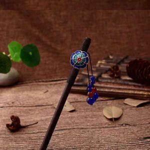 Trâm cài tóc gỗ dây tua phối hoa ngọc nhiều mẫu cài tóc gỗ mun hoa ngọc phong cách cổ trang