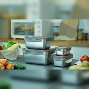 304 Stainless Steel Handle Fresh-keeping Food Grade Refrigerator Storage Lunch Household Large Capacity Sealed Bento