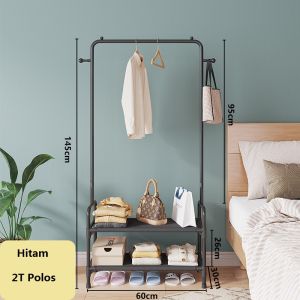 Inaso Rak Gantungan Baju Stand Hanger Rak Sepatu Susun Penyimpanan Pakaian Berdiri HSH120