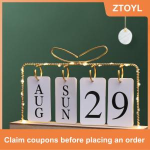 【ZTOYL】 Lật lịch với ánh sáng cho bàn gỗ vĩnh viễn bàn lịch với tháng ngày Hiển thị Máy tính để bàn lịch cho trang trí văn phòng nhà gửi hàng hóa từ địa phương kho