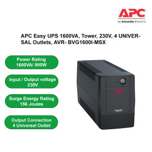 APC Easy UPS 1600VA Tower 230V 4 UNIVERSAL Outlets AVR- BVG1600I-MSX