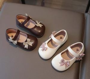 Spring Girls Princess Shoes Bowknot Hook-loop Cute Daily Kids Flat Shoe Solid Colors Anti-slip Fashion Charming Children Shoes
