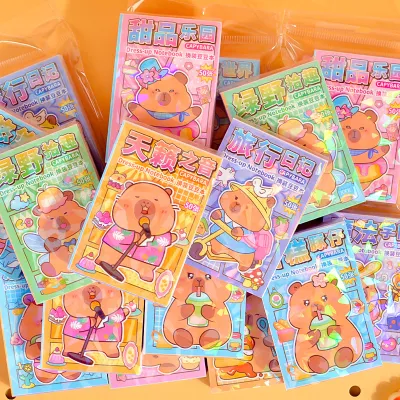 HC0019 (TẶNG NHÍP) SỔ 50 TỜ HÌNH DÁN STICKER CAPYBARA BABY THREE KUROMI SANRIO