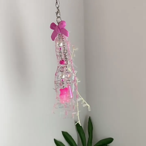 Eye Catching Keychain Candy Color Bowknot Pendant Key Chains Portable Lace Ribbon Keyrings Ornament for Keys Bags