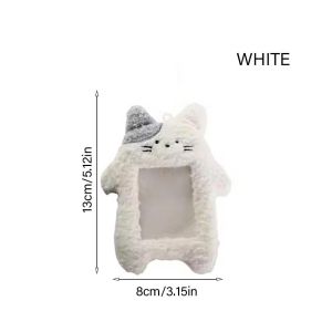 Cartoon Plush Photocard Holder Kpop Idol Photo Sleeve Case ID Card Cover With Keychain Bag Protective Pendant Decor Stationery Cute Border Collie Plush Card Holder 3 Inch Instant Photo ID Case Small Card Storage School Bag Pendant Collectible Item