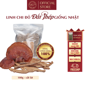 Trà Nấm Linh Chi Đỏ Đất Thép Giống Nhật 100g (2 loại: cắt lát hoặc nguyên tai) - Giải độc gan - Ổn định đường huyết  - Hàng chính hãng