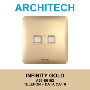 Architech Infinity Gold A63-E0102 Stop Kontak/JACK Telepon + Data Cat6 - Gold