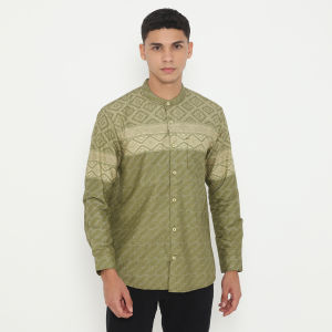 Kemeja Pria Sanghai Kemko Koko Dewasa Remaja Lengan Panjang Atasan Fashion Muslim SAGE