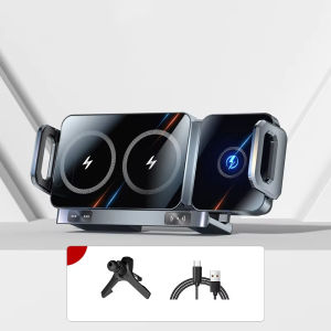Double-coil 90° Rotating Universal Car Wireless Charger Phone Stand with Touch-sensitive Charging For Samsung iPhone Xiaomi Z Fold
