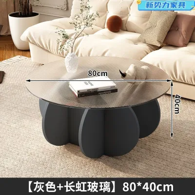 Glass Coffee Table Light Luxury Modern Coffee Table Living Room Household Small Round Balcony Table Minimalist