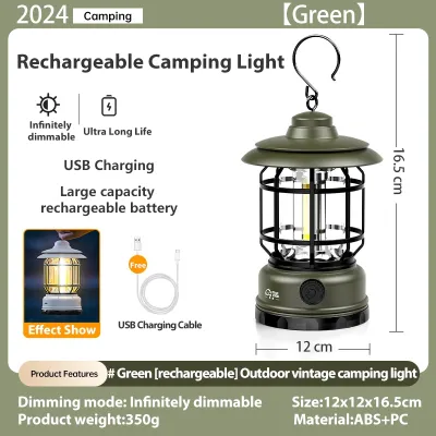 Retro Style Lantern Lampu Camping Gantung Lampu Solar Light Outdoor Camping Lamp Rechargeable Portable LED Camping Light