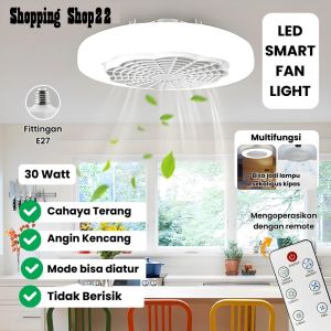 Lampu kipas Angin AC E27 30Watt lampu Plafon Remote 2 In 1 control LED lampu kipas
