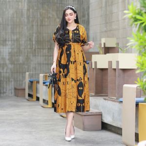 Daster modis terbaru 2023 Daster KUCING korean style Dress jumbo ibu muda cantik kekinian Bahan Rayon Halus