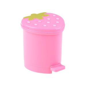HOUCHU Pink Mini Durable Strawberry Washable Garbage Container Pop-Up Home Supplies No Odor Trash Can Dustbin Trash Basket Wastebasket